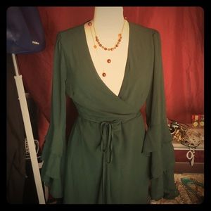 NEW Forever 21 Forest Green Wrap Dress